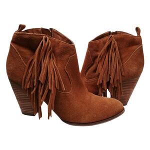 Steve Madden Ohio Fringe Ankle Boots Women’s Size 9 Brown Suede Western Booties